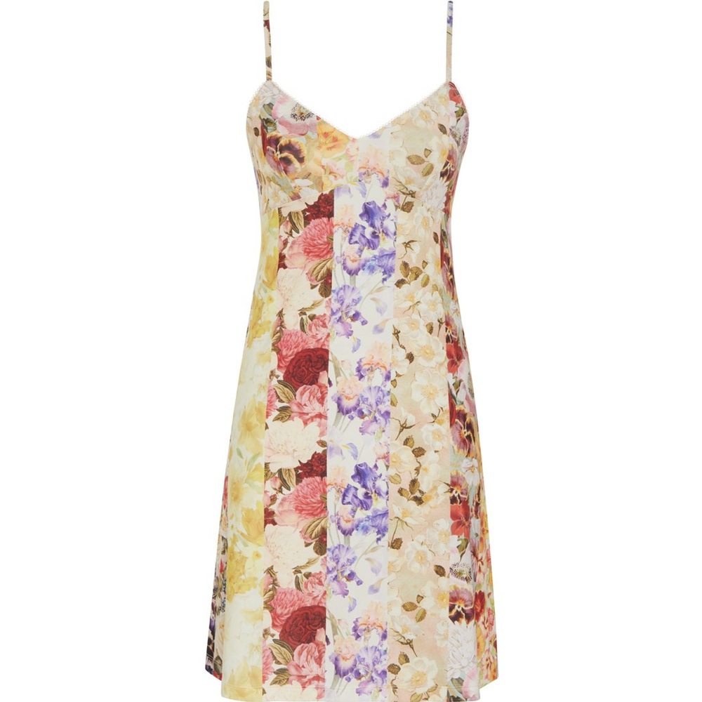 Zimmermann Floral Patchwork Slip Dress in Yellow, Red, Purple, Cream